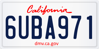 CA license plate 6UBA971