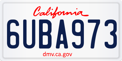 CA license plate 6UBA973