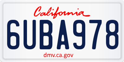 CA license plate 6UBA978