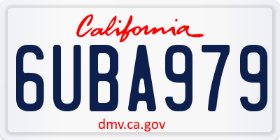 CA license plate 6UBA979
