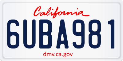 CA license plate 6UBA981
