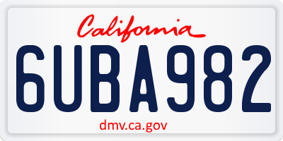 CA license plate 6UBA982