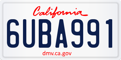 CA license plate 6UBA991