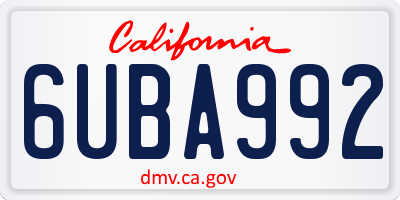 CA license plate 6UBA992