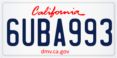 CA license plate 6UBA993