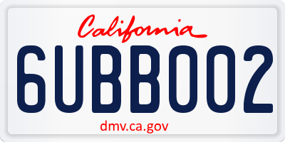 CA license plate 6UBB002
