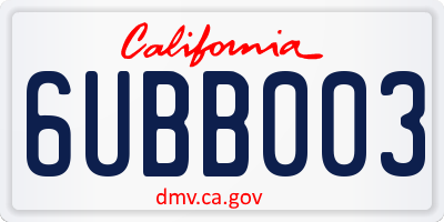 CA license plate 6UBB003