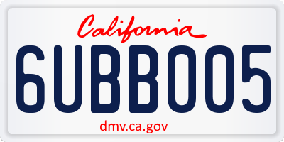 CA license plate 6UBB005