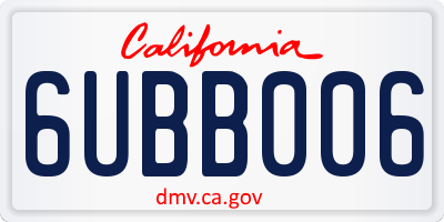 CA license plate 6UBB006