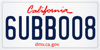 CA license plate 6UBB008