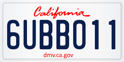 CA license plate 6UBB011