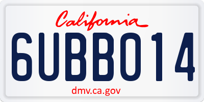 CA license plate 6UBB014