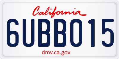 CA license plate 6UBB015