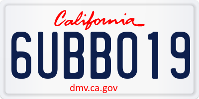 CA license plate 6UBB019