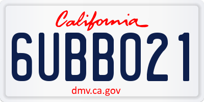 CA license plate 6UBB021