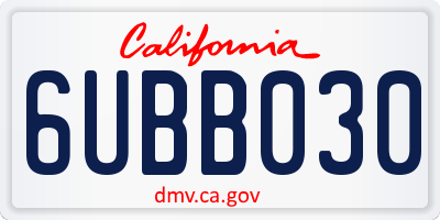 CA license plate 6UBB030