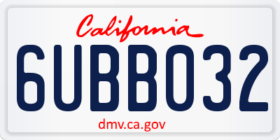 CA license plate 6UBB032