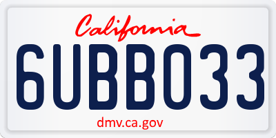 CA license plate 6UBB033