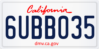CA license plate 6UBB035