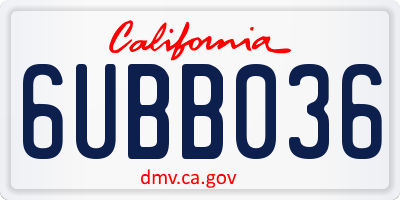 CA license plate 6UBB036