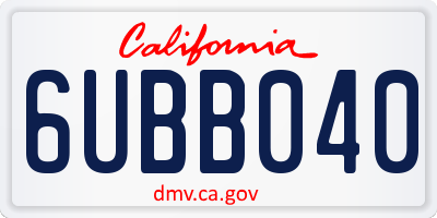 CA license plate 6UBB040