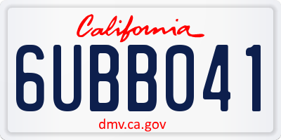 CA license plate 6UBB041
