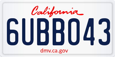 CA license plate 6UBB043