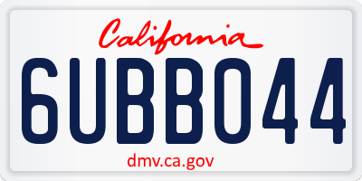 CA license plate 6UBB044