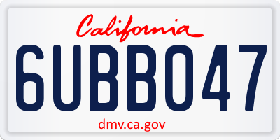 CA license plate 6UBB047