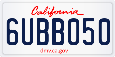 CA license plate 6UBB050