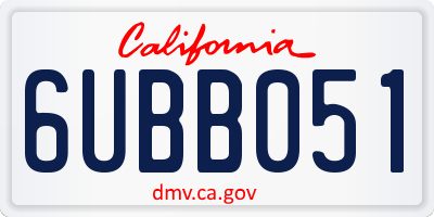 CA license plate 6UBB051