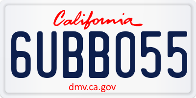 CA license plate 6UBB055