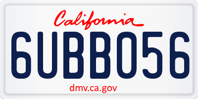 CA license plate 6UBB056