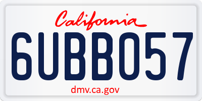 CA license plate 6UBB057