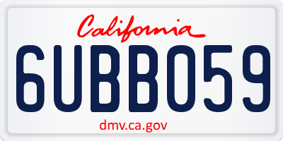 CA license plate 6UBB059