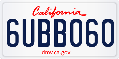 CA license plate 6UBB060