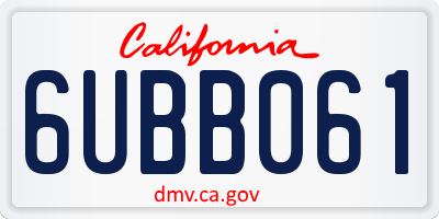 CA license plate 6UBB061