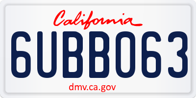 CA license plate 6UBB063
