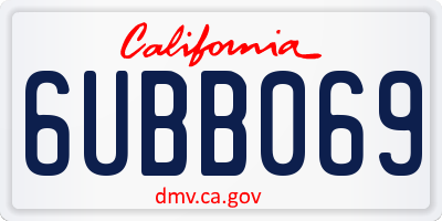 CA license plate 6UBB069