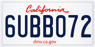 CA license plate 6UBB072
