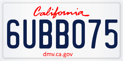 CA license plate 6UBB075