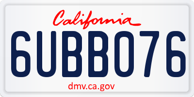 CA license plate 6UBB076