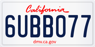 CA license plate 6UBB077