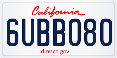 CA license plate 6UBB080