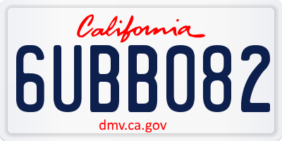CA license plate 6UBB082