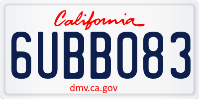CA license plate 6UBB083