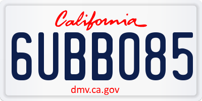 CA license plate 6UBB085