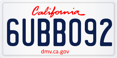 CA license plate 6UBB092