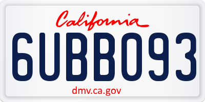 CA license plate 6UBB093