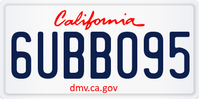 CA license plate 6UBB095